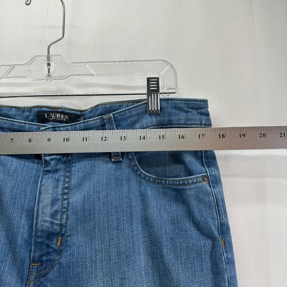 Lauren Ralph Lauren Jeans Size 14 High Rise Straight Leg Light Washed Denim Blue - Picture 9 of 11